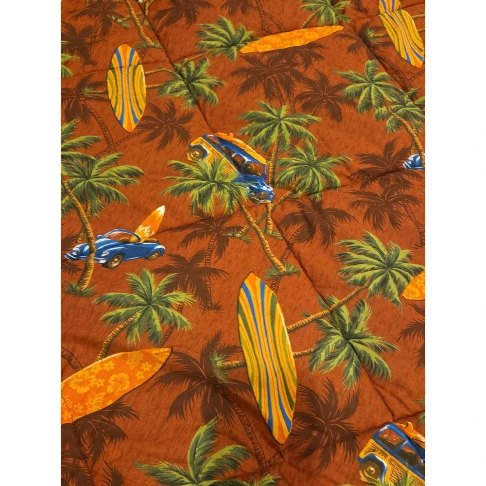 Dean Miller Surf Hawaiian Comforter Palms VW Bug Woody Cars Surfboards Full